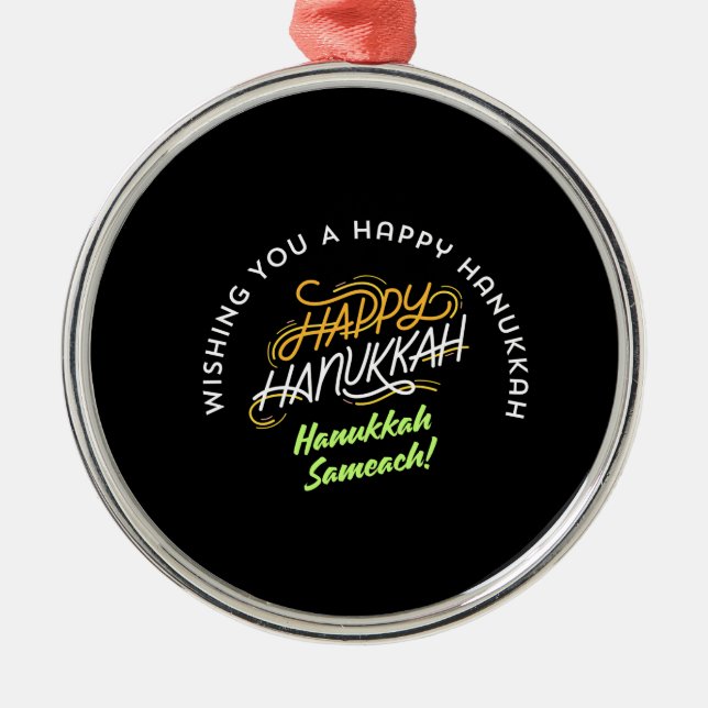 Happy Hanukkah Sameach! Ornament Aus Metall (Vorne)