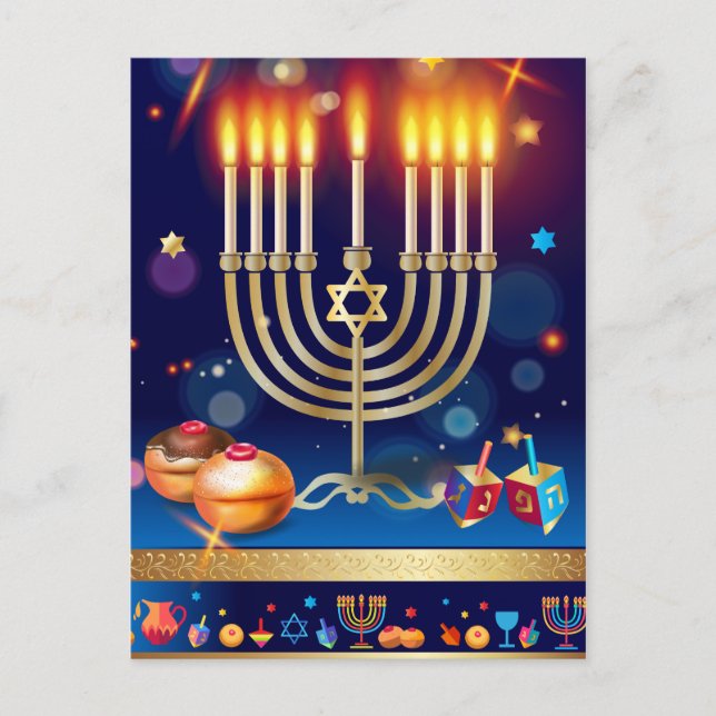Happy Hanukkah Schöner jüdischer Urlaub Postkarte (Vorderseite)