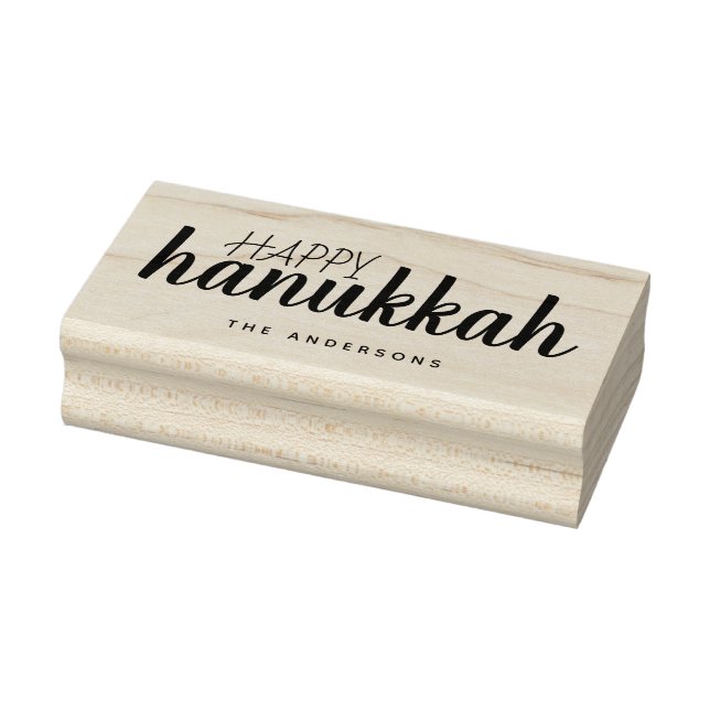 Happy Hanukkah Script Personalisiert Holiday Gummistempel (Stempel)