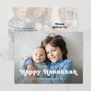 Happy Hanukkah   Simple Boho Foto Overlay Feiertagspostkarte