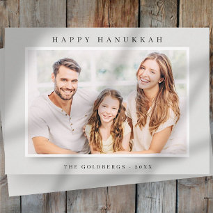 Happy Hanukkah Simple Elegant Custom Family Photo Feiertagskarte
