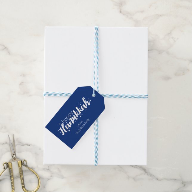 Happy Hanukkah Snow Bubbles Holiday Gift Tags Geschenkanhänger (Mit Garn)