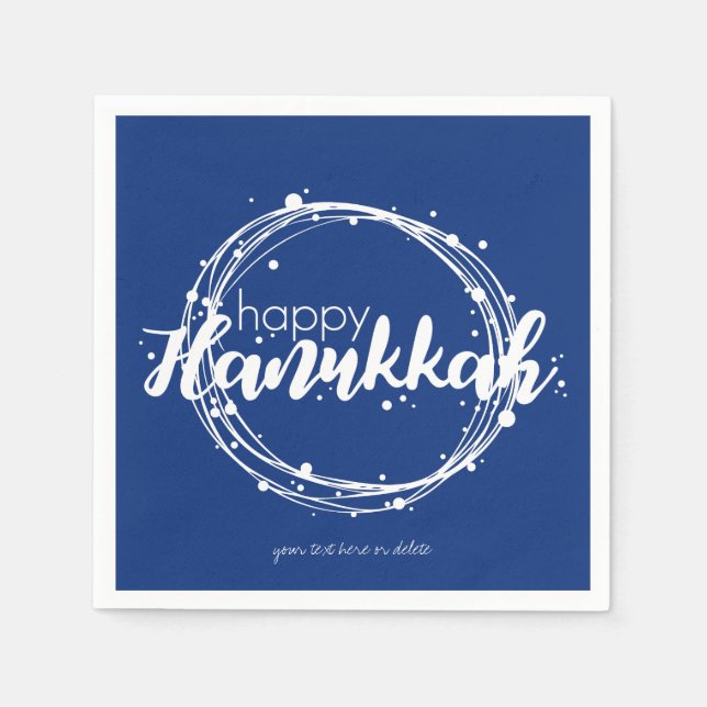 Happy Hanukkah Snow Bubbles Wreath Holiday Napkin Serviette (Vorderseite)