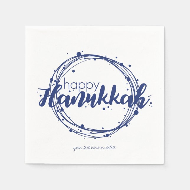 Happy Hanukkah Snow Bubbles Wreath Holiday Napkin Serviette (Vorderseite)
