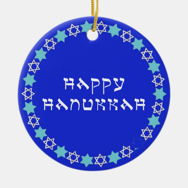 Happy Hanukkah Star Circle Keramik Ornament (Vorne)