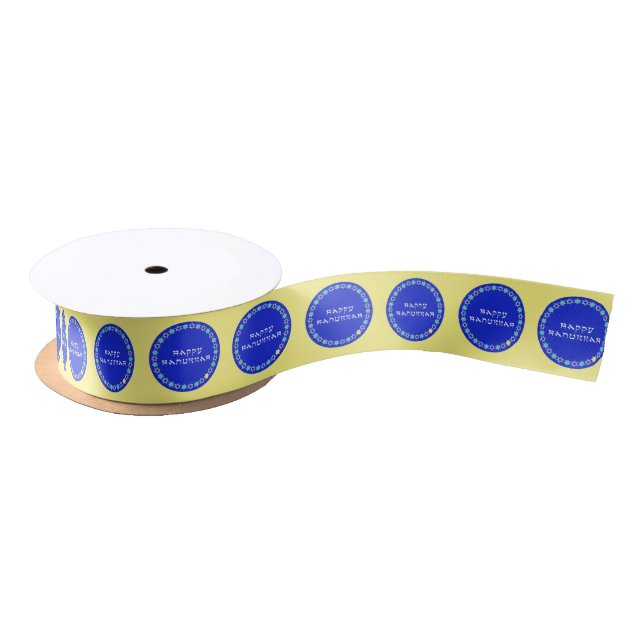 Happy Hanukkah Star Circle Satin Ribbon Satinband (Spule)