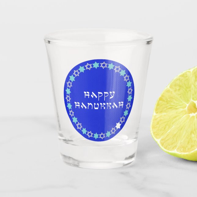 Happy Hanukkah Star Circle Schnapsglas (Vorderseite)