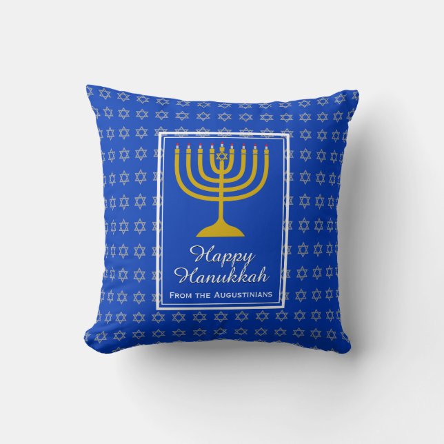 HAPPY HANUKKAH Star David Personalisiert Lt Blue Kissen (Vorderseite)