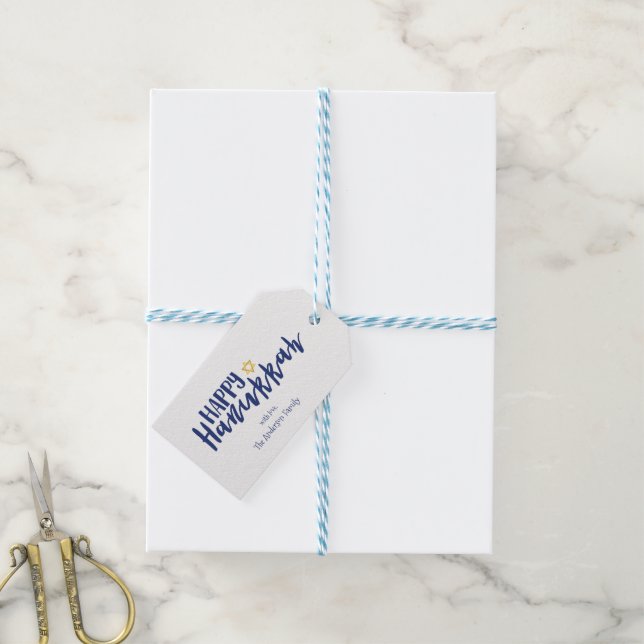 Happy Hanukkah Star des David Holiday Geschenktags Geschenkanhänger (Mit Garn)