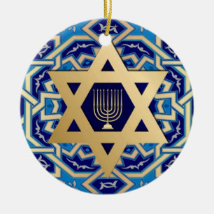 Happy Hanukkah. Star von David Custom Year Keramik Ornament