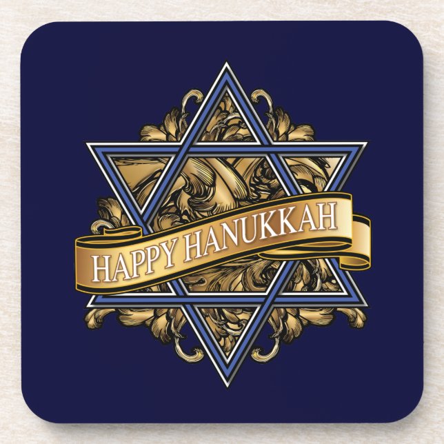 Happy Hanukkah Star von David Getränkeuntersetzer (Vorderseite)