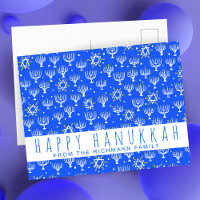 Happy Hanukkah Star von David Menorah Blue CUSTOM
