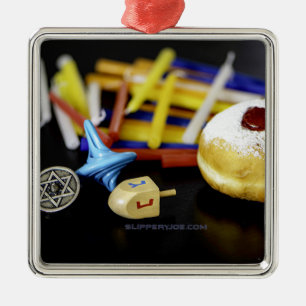 Happy Hanukkah Star von David menorah Dreidel Slip Ornament Aus Metall