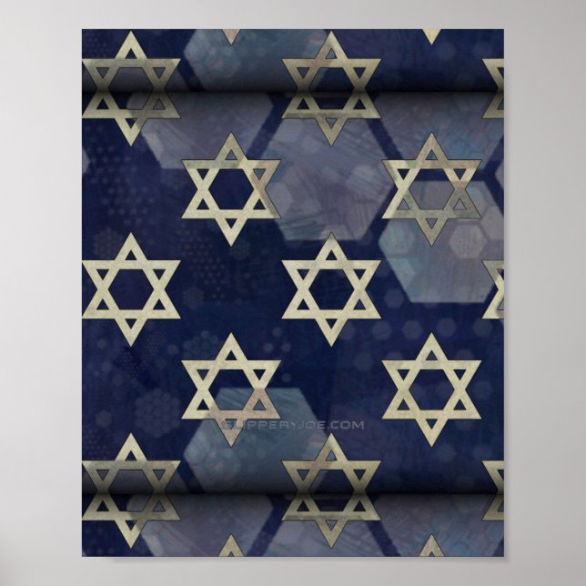 Happy Hanukkah Star von David menorah Dreidel Slip Poster (Vorne)