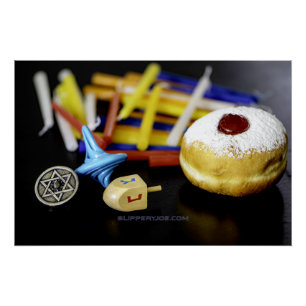 Happy Hanukkah Star von David menorah Dreidel Slip Poster