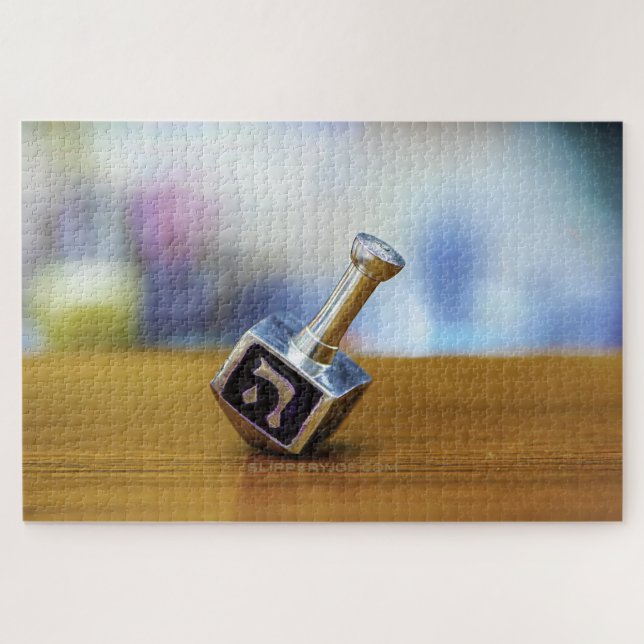 Happy Hanukkah Star von David menorah Dreidel Slip Puzzle (Horizontal)