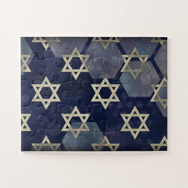 Happy Hanukkah Star von David menorah Dreidel Slip Puzzle (Horizontal)