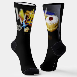 Happy Hanukkah Star von David menorah Dreidel Slip Socken