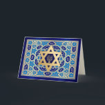 Happy Hanukkah. Star von David & Menorah Feiertagskarte<br><div class="desc">Happy Hanukkah / Happy Chanukah. Gold Foil Star von David und Menorah Design personalisierbare Grußkarten. Matching Karten und Geschenke verfügbar in der jüdischen Ferien / Hanukkah Kategorie unseres Stores.</div>