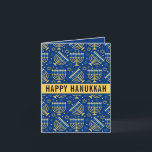 Happy Hanukkah Star von David Niedlich Trendy Feiertagskarte<br><div class="desc">Happy Hanukkah,  Star von David,  Menorah,  niedlich,  weiß,  gelb,  blau,  trendy,  Sterne,  Kerzen Karte.</div>