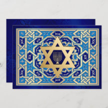 Happy Hanukkah. Star von David und Menorah Cards