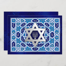 Happy Hanukkah. Star von David und Menorah Cards