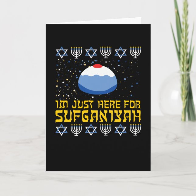 Happy Hanukkah Sufganiyah Jewish Funny Holiday Karte (Vorderseite)