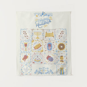 Happy Hanukkah Tapestry Wandteppich
