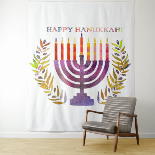 Happy Hanukkah Tapestry Wandteppich