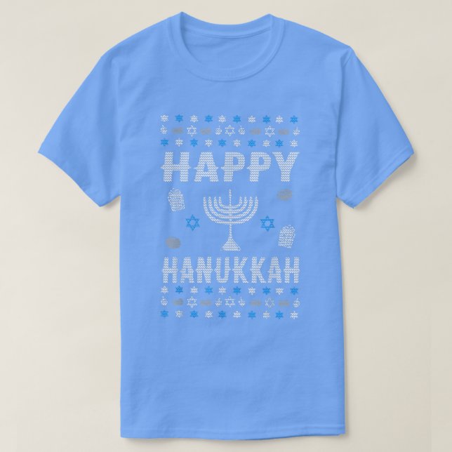 Happy Hanukkah Ugly Holiday T-Shirt (Design vorne)
