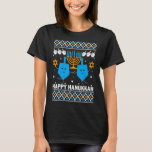 Happy Hanukkah Ugly Sweater Chanukah Jüdischer Chr T-Shirt<br><div class="desc">Happy Hanukkah Ugly Sweater Chanukah jüdische Weihnachten</div>