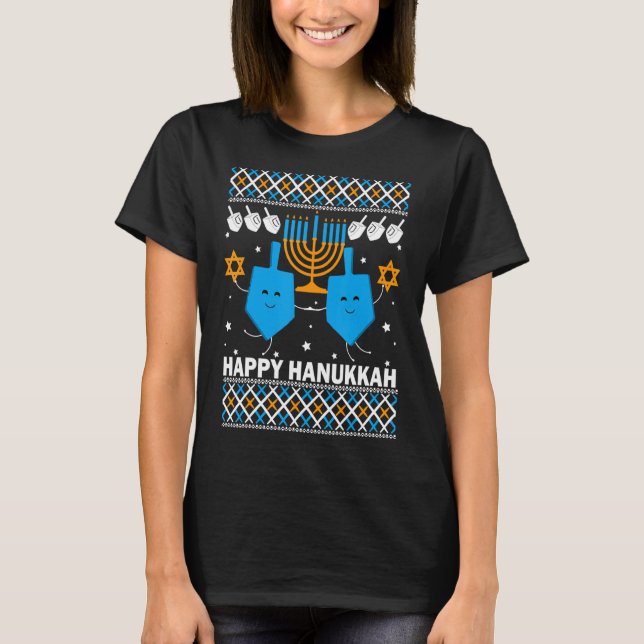 Happy Hanukkah Ugly Sweater Chanukah Jüdischer Chr T-Shirt (Vorderseite)