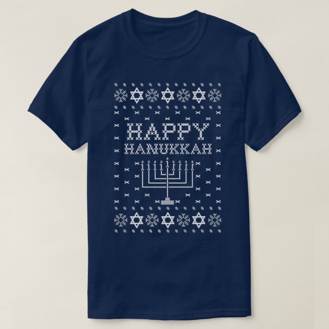 Happy Hanukkah Ugly Sweater T-Shirt (Design vorne)