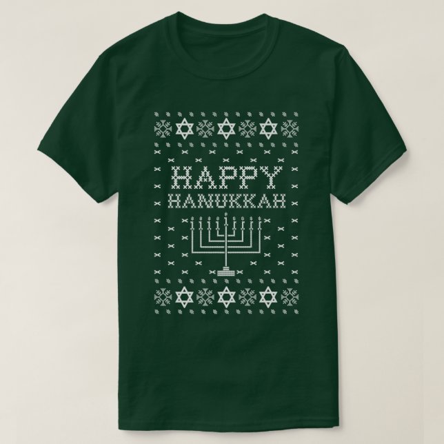Happy Hanukkah Ugly Sweater T-Shirt (Design vorne)