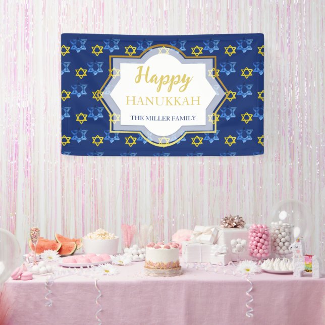 Happy Hanukkah Watercolor Stars von David Banner (Party)