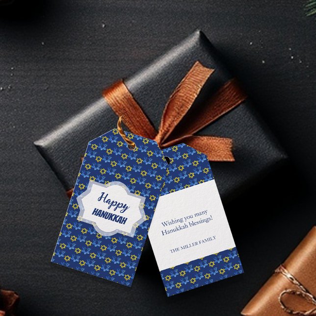 Happy Hanukkah Watercolor Stars von David Geschenkanhänger (Von Creator hochgeladen)