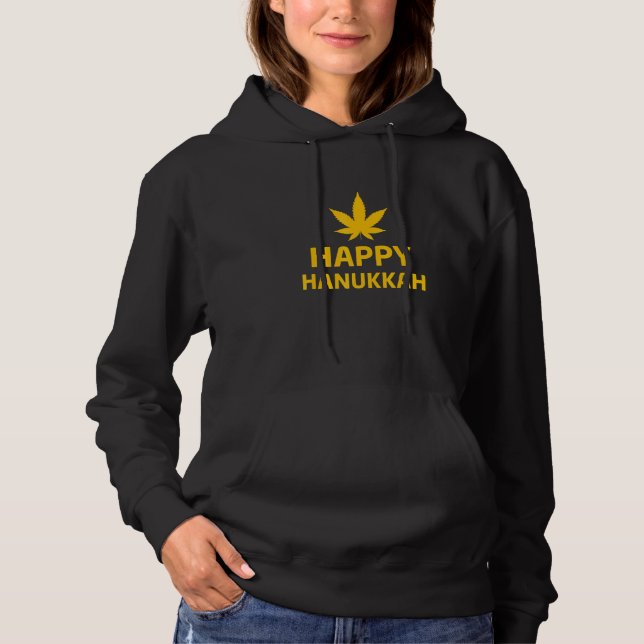 Happy Hanukkah Weed Leaf Menorah Latkes Jewish Sto Hoodie (Vorderseite)