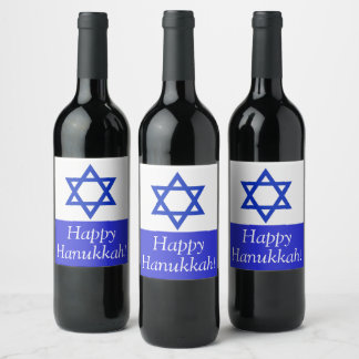Happy Hanukkah Weinkleber Weinetikett
