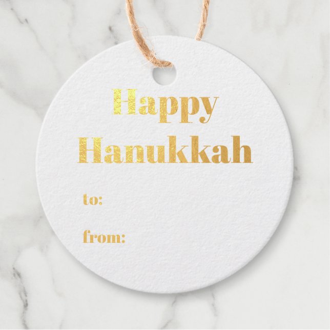 Happy Hanukkah weiß blau bis vom einfachen moderne Geschenkanhänger (Vorderseite)