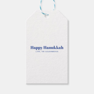 Happy Hanukkah weiß blau einfachen minimalistische Geschenkanhänger