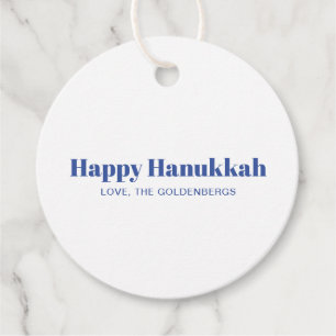 Happy Hanukkah Weiß-Blau-minimalistisch personalis Geschenkanhänger
