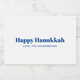 Happy Hanukkah Weiß-Blau-minimalistisch personalis Lebensmitteletikett