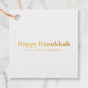 Happy Hanukkah weiß und blau minimalistische Sitte Geschenkanhänger