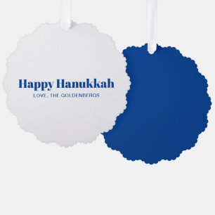Happy Hanukkah weiß und blau minimalistische Sitte Ornament Karte