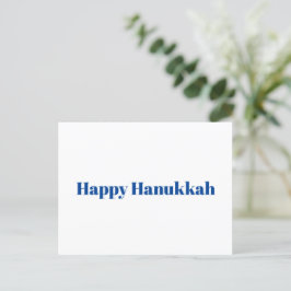 Happy Hanukkah weiße blaue Typografie Minimalist Feiertagspostkarte