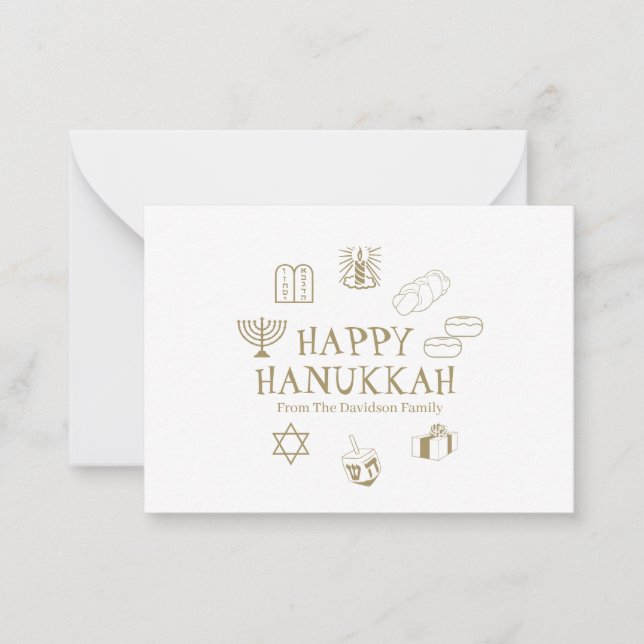 Happy Hanukkah, weißer individuelle Name Mitteilungskarte (Vorderseite)