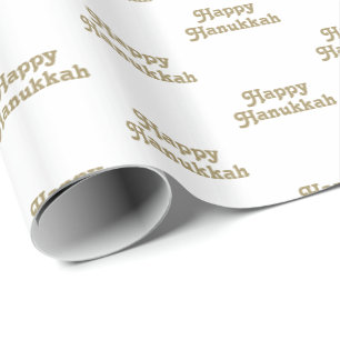 Happy Hanukkah Weißgold niedliche Typografie Muste Geschenkpapier