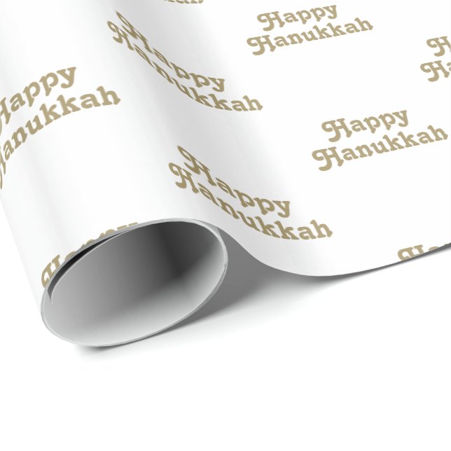 Happy Hanukkah Weißgold niedliche Typografie Muste Geschenkpapier (Rolleneckpunkt)