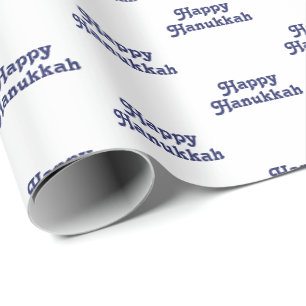 Happy Hanukkah White Marine Blau niedliche Typogra Geschenkpapier