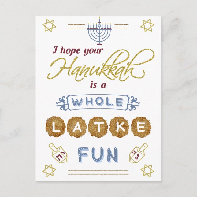 Happy Hanukkah Whole Latke Fun Funny Postkarte (Vorderseite)